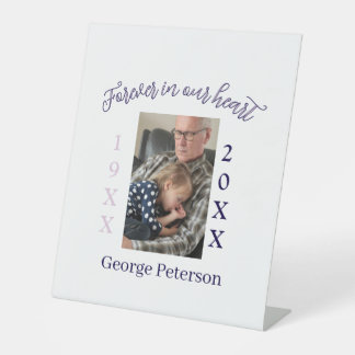 paarse Voeg uw fototekst toe aandenken Reclamebord Met Voetstuk