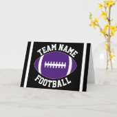 Paarse voetbal aangepaste teamnaam/tekst sportfees kaart (Gele Bloem)