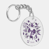 Paarse voetbal blowout meisjes jersey nummer sleutelhanger (Voorkant Links)