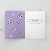 Paarse Voetbal Football Bal Foto Verjaardag Kaart (Binnen)