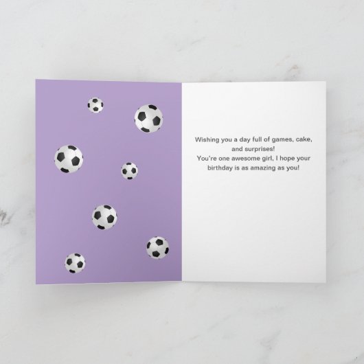 Paarse Voetbal Football Bal Foto Verjaardag Kaart (Binnen)