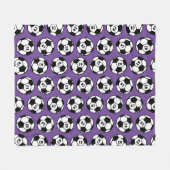 Paarse Voetbal Nummer Patroon Fleece Deken (Voorkant (Horizontaal))