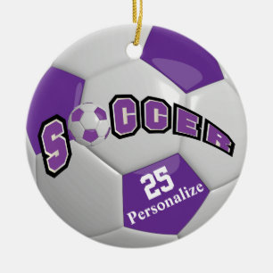 Paarse Voetbal  personaliseren Keramisch Ornament
