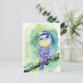 Paarse vogel briefkaart (Staand voorkant)