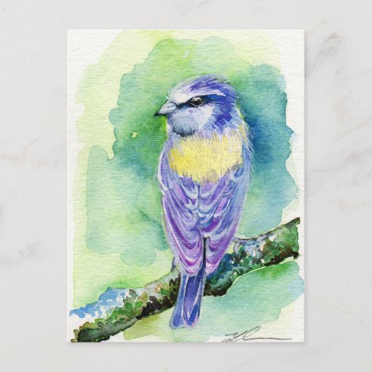 Paarse vogel briefkaart (Voorkant)