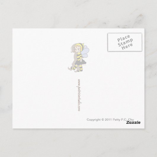 Paarse vogel briefkaart (Achterkant)