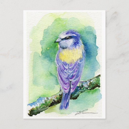 Paarse vogel briefkaart (Voorkant)