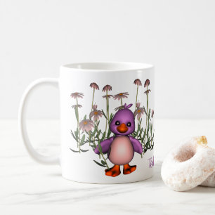 Paarse vogel en Daisies worden gepersonaliseerd Koffiemok