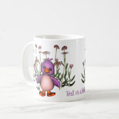 Paarse vogel en Daisies worden gepersonaliseerd Koffiemok (Voorkant links)