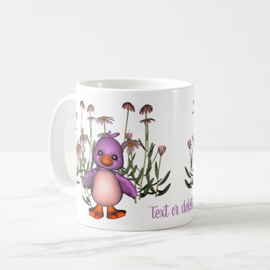 Paarse vogel en Daisies worden gepersonaliseerd Koffiemok (Voorkant links)