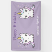 Paarse vogelbanner met Cute Unicorns Spandoek (Verticaal)