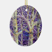 Paarse vogelbomen keramisch ornament (Rechts)