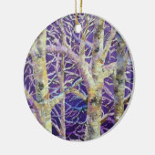 Paarse vogelbomen keramisch ornament (Links)