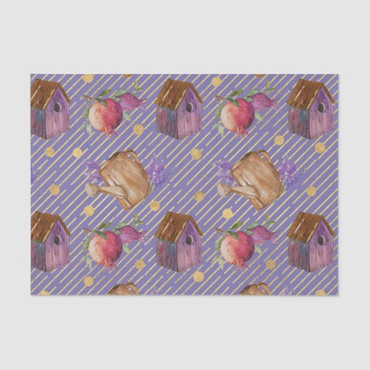 Paarse Vogelhuis (Ontwerp 2 van de Paarse Serie) Tissuepapier (Voorkant)