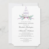 Paarse vogelkooi. Bloemenrepetitiediner Kaart (Voorkant)