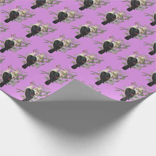 paarse vogelkunst cadeaupapier (Hoek)