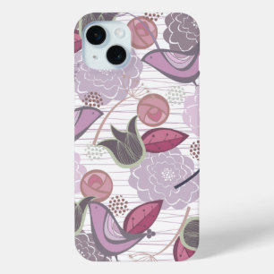 Paarse vogels Floral Garden Chic iPhone Case