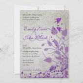  Paarse vogels Hearts Wedding Invites Kaart (Voorkant)