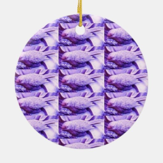 Paarse vogelstandbeelden keramisch ornament (Achterkant)