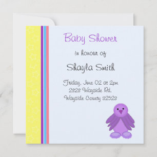 Paarse Vogeltje Baby Shower Kaart