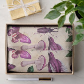 Paarse vogelvliegen en paddenstoelen ontkoppelen tissuepapier (Geschenk)