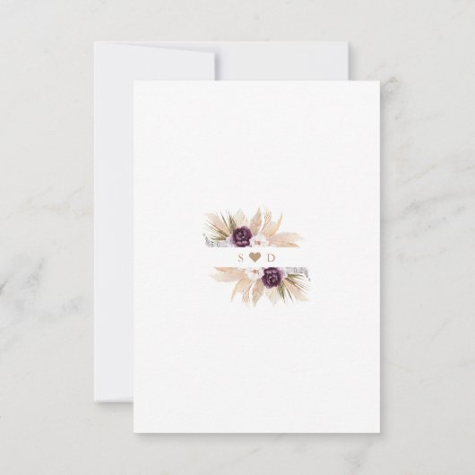 Paarse volken Witte Orchidee Pampas Grass Wedding Save The Date (Achterkant)