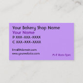 Paarse volledig aanpasbare bakkerijkaarten visitekaartje (Achterkant)