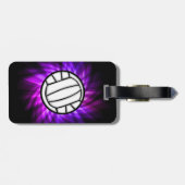 Paarse volleybal bagagelabel (Achterkant horizontaal)
