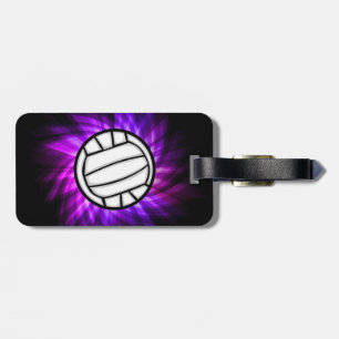 Paarse volleybal bagagelabel