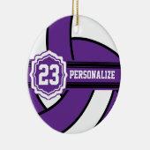 Paarse volleybal | Naam en nummer DIY Keramisch Ornament (Rechts)