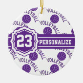 Paarse volleybal | Naam en nummer DIY Keramisch Ornament (Voorkant)