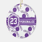 Paarse volleybal | Naam en nummer DIY Keramisch Ornament (Links)
