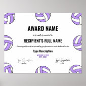 Paarse Volleybal, prijs voor beste spelersherkenni Poster (Voorkant)