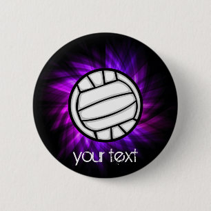 Paarse volleybal ronde button 5,7 cm