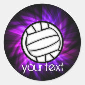 Paarse volleybal ronde sticker (Voorkant)