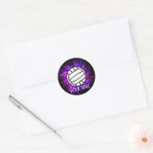 Paarse volleybal ronde sticker (Envelop)