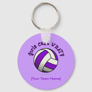 Paarse volleybal sleutelhanger