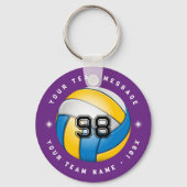 Paarse Volleybal Sport Team Ronde Sleutelhanger (Voorkant)