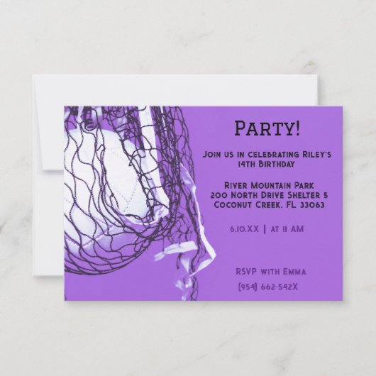 Paarse volleybal verjaardag kaart (Voorkant)