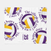 paarse volleybalrechtbank gelukkig plaats fleece deken (Voorkant (Horizontaal))