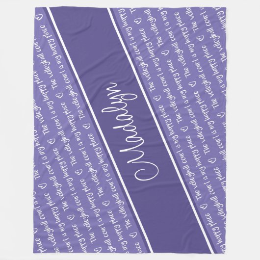 paarse volleybalrechtbank is mijn gelukkige plek fleece deken (Voorkant)