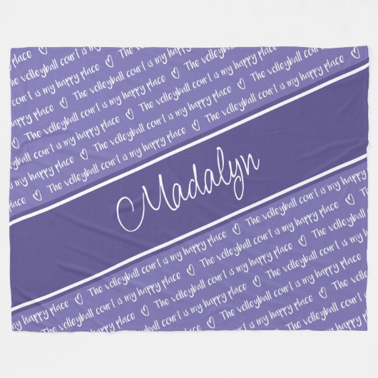 paarse volleybalrechtbank is mijn gelukkige plek fleece deken (Voorkant (Horizontaal))