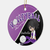Paarse volleybalspeler diva Girl Keramisch Ornament (Links)