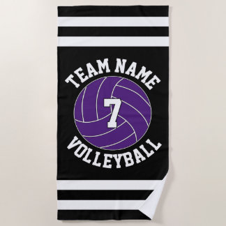 Paarse Volleybalteamnaam & afspeelnummer Aangepast Strandlaken