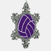Paarse volleybalversiering tin sneeuwvlok ornament (Links)