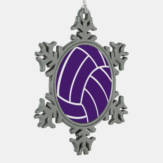 Paarse volleybalversiering tin sneeuwvlok ornament (Links)