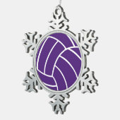 Paarse volleybalversiering tin sneeuwvlok ornament (Rechts)