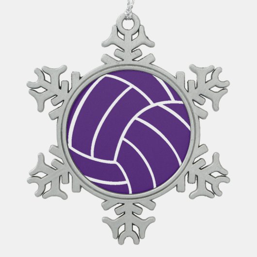 Paarse volleybalversiering tin sneeuwvlok ornament (Voorkant)
