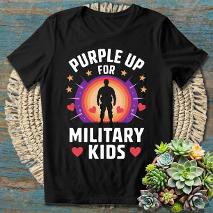 Paarse voor Kinder militairen - steun onze troepen T-shirt