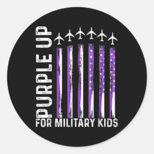 Paarse voor Kinder US Flag Military Chil Ronde Sticker